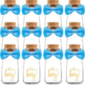 Ethisa Vintage 12 Pack It's a Boy Milk Glass Bottles with Ribbons and Stickers - Classy Baby Shower Favors for Guests and Table Centerpieces - Gender Reveal Boy Decorations - Baby Shower Candy Jar by Ethisa