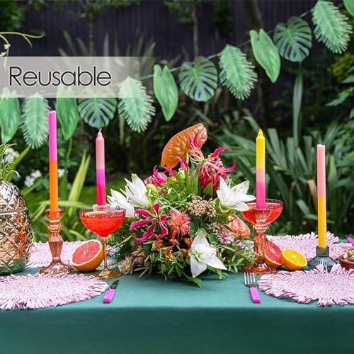 Talking Tables Reusable Tropical Party Decorations Palm Leaves Décor Leaf Garland Hawaiian Theme Party Tiki Bar Decoration for Safari Birthday Summer Green Luau Jungle Paper Length 8.5ft - Image 5