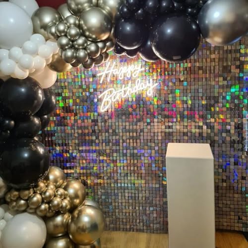 Silver Iridescent Shimmer Wall Backdrop, 12pcs Sequin Panels - Image 5