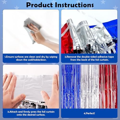 OHOME 4th of July Decorations - American Flag Backdrop Streamers | Patriotic Memorial Day Decor for Indoor Outdoor Outside - 250th Anniversary Fourth of July Accessories Party Favors,2 Pack - Image 4