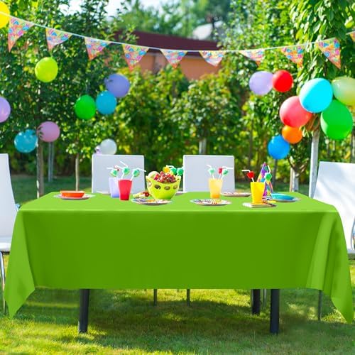 QZYL 12 PCS Bright Plastic Table Cover, 54 X 108 in Rectangle Disposable Table Cloth for Picnic, Light Green Plastic Tablecloth for Parties Weddings Graduation Birthday - Image 7