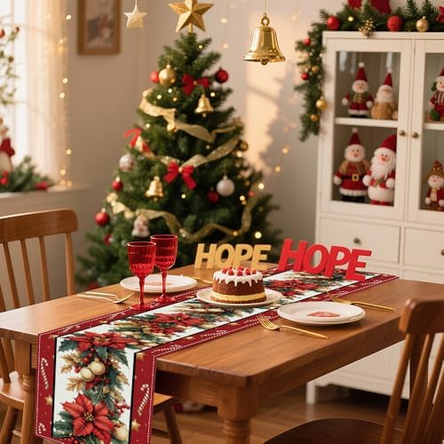 Winter Table Runner, Seasonal Christmas Kitchen Table Decoration, Suitable for WinterChristmas Family Gathering Indoor 13x72 inches (13x72 inches, Three Christmas Trees) - Image 5
