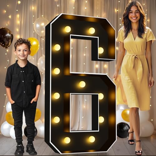 Pooqla 4FT Marquee Light Up Numbers 6 for 6th 16th Birthday Decorations by Pooqla