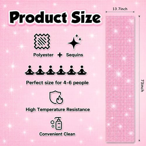 Disco Party Decorations - Pink Glitter Disco Table Runner - Image 2