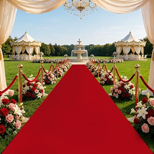 Red Carpet Runner Rug for Party and Event, Non-Slip TPR Rubber Backed Aisle Runway red Rug for Step, Proposal & Wedding Christmas Thanksgiving Decorations, Runway Rug for Prom(3 x 30ft, 450 GSM) by Unknown