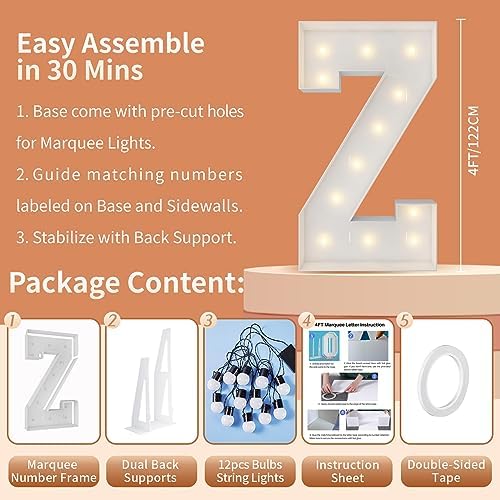 4FT Marquee Letters, Large Light Up Letters Z for Party Decor - Image 5