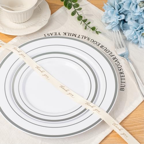 BESTVIP 700 Piece Silver Plastic Dinnerware Set for 100 Guests - Image 3