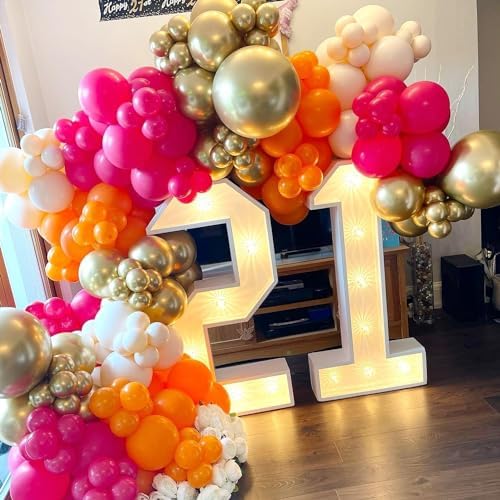 Pink and Orange Balloon Arch Kit, ADOINBY 161Pcs Hot Pink Orange Metallic Gold Latex Balloon Garland kit, 18 12 10 5 Inch Different Size Balloons for Birthday Baby Shower Wedding Party Decorations - Image 7