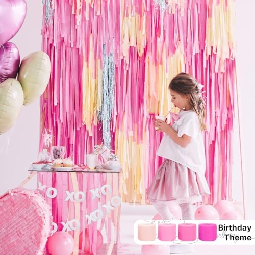 PartyWoo Crepe Paper Streamers 4 Rolls 328ft, Pack of Hot Pink Crepe Paper for Party Decorations, Wedding Decorations, Birthday Decorations, Baby Shower Decorations (1.8 Inch x 82 Ft/Roll), Pink-9581 - Image 2
