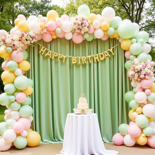 Sage Green Backdrop Curtain - 40x10FT Back Drop Curtains for Parties Wrinkle-Free Soft Polyester Backdrop Wedding Decorations Photoground Backdrop Stain-Resistant for Back Drop Stand, 8 Panels - Image 4