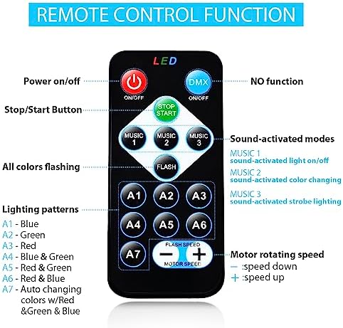 NEQUARE Disco Ball Party Lights 1-Pack, Sound Activated Strobe with Remote - Image 3
