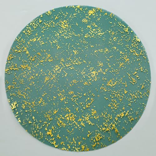 Snowkingdom 50pcs Green Gold Placemats Round Disposable 13" Golden Charger by Snowkingdom