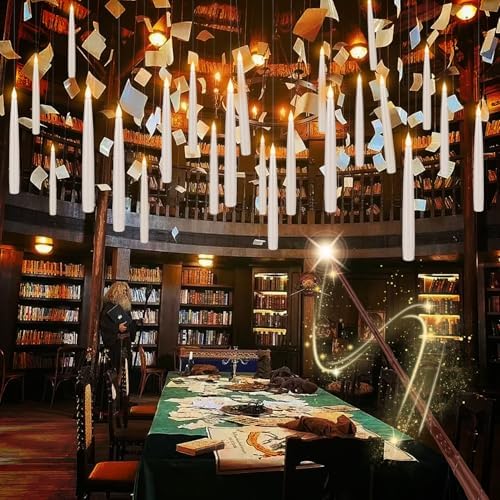 36 Pcs Halloween LED Magic Hanging Floating Candles, Taper Flickering Flameless with 2 Magic Wands - Candle Set for Halloween, Christmas, Weddings, Birthdays & Fantasy Ambiance... - Image 6