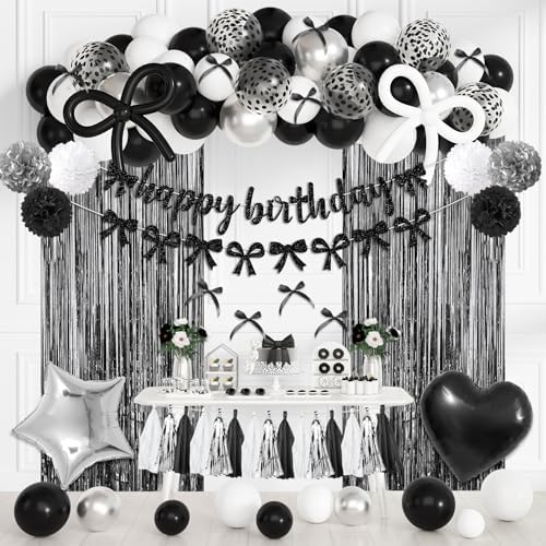 Black Bow Birthday Party Decorations Coquette Bow Decoration for Women Girl by OuddyParty
