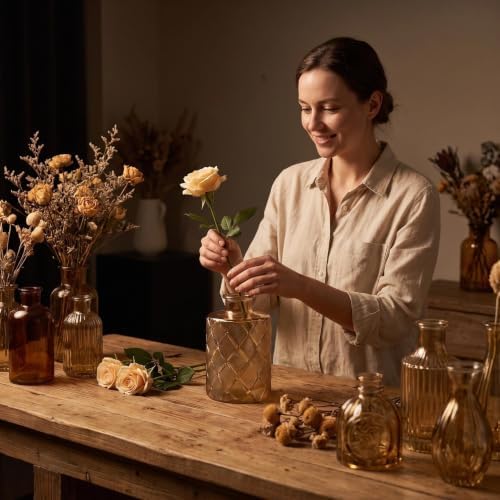 Mini Bud Vases Centerpieces for Tables,Clear Bud Vases for Flowers,Small Flower Vases Suitable for Birthday Party,Anniversary,Wedding Reception,Baby Shower (Gold, 12PCS) - Image 7