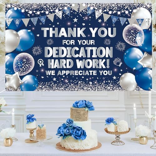 Vlipoeasn Blue Silver We Appreciate You Banner Decorations for Women Men - Image 3