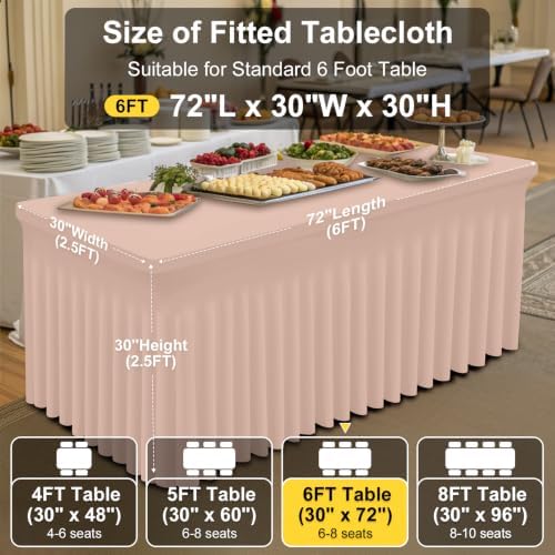 Smiry 2 Pack Spandex Elastic Fitted Table Cloth Skirt for 6FT Table - Image 5