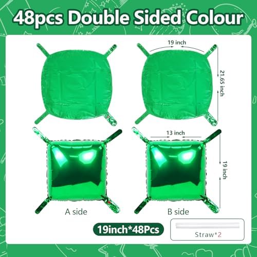 NISOCY 48PCS Metallic Green Square Foil Balloons Wall Backdrop - Image 2