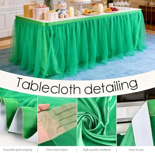 THARAHT Tulle Table Skirt 14FT 420CM Long for Rectangle Tables Round Tables Ruffle Desk Skirt for Princess Girls Birthday Party Cake Dessert Decorations Table Skirt - Image 3