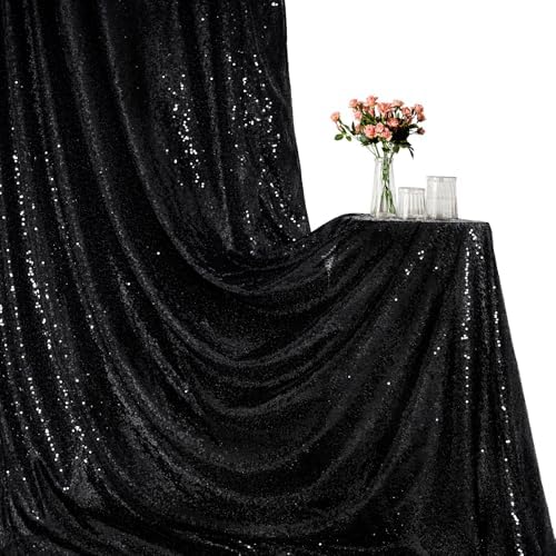 PartyDelight Black Sequin Backdrop Curtains 2x8ft 4 Panels - Image 6
