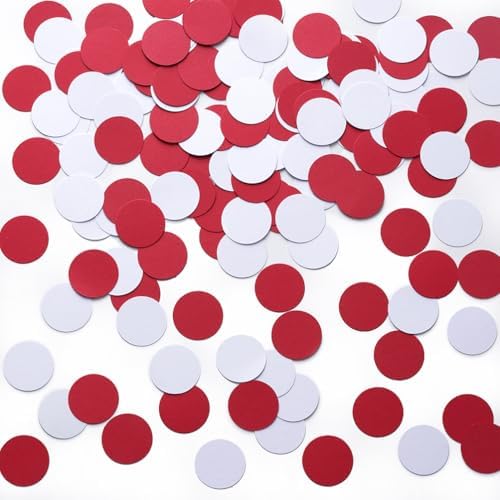 MOWO Red and White Paper Confetti Table Decoration, 1.2'', 200pc by MOWO