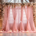 30ft x 10ft Dusty Rose Backdrop Curtain with Lights String for Parties, Sheer Tulle Wedding Photo Backdrops Drapes for Baby Shower Birthday Party Decorations Background for Photography by Shillance