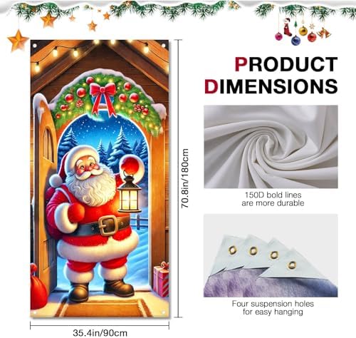 BlissYard Christmas Door Cover Cozy Cabin 35x71 Inch Polyester - Image 6