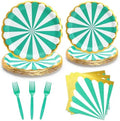 96PCS Green Party Paper Plates with Gold Scalloped Edge, Green Scalloped 9inch 7inch Dessert Paper Plates Party Supplies for Birthday Bridal Shower Picnic, Serve for 24 Guests, Striped by WelcometoUVTQSSP