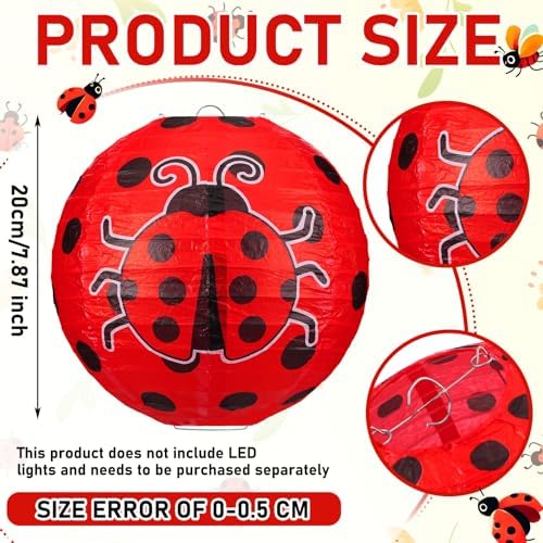 Panelee 12 Pcs Ladybug Party Decorations Paper Lanterns 8 Inch Hanging Round Paper Lanterns for Holiday Party Decorations Supplies Indoor Outdoor - Image 2