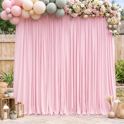 MEETSKY Pink Backdrop Curtains,Birthday Backdrop Drapes,5ft x 7ft,2 Panels by MEETSKY
