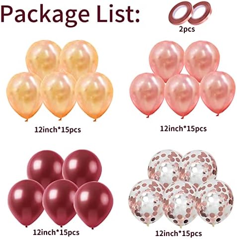 Burgundy Rose Gold 60 Packs 12 Inches Wine Red Latex Balloon - Image 2