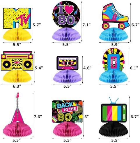 Distaratie 80s Party Decorations Back To The 80s Honeycomb Centerpieces - Image 3