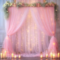 30x8ft Baby Pink Tulle Backdrop Curtain with Lights String for Parites, Sheer Photo Backdrop Curtains with Lights for Wedding Backdrop Ceremony Reception Bridal Shower Baby Shower Birthday Party by PartyTalk
