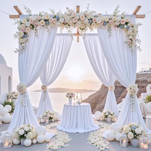 10 ft x 10 ft Wrinkle Free White Backdrop Curtains for Wedding Parties, Polyester Photography Backdrop Drapes for Birthday Parties Stage Backdrop Stand, 2 Panels 5x10FT Background Curtains - Image 2