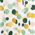 Sage Green Gold Beige Party Polka Dot Garlands Oilve Green Glitter Gold Hanging Paper Circle Dots Streamer for Birthday Wedding Shower Engagement Retirement Boho Safari Party Decorations Supplies by pinkblume