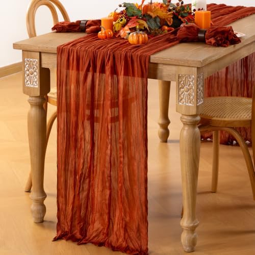 Fall Table Runner Terracotta Thanksgiving Cheesecloth Table Runner, 6 Pack - Image 3