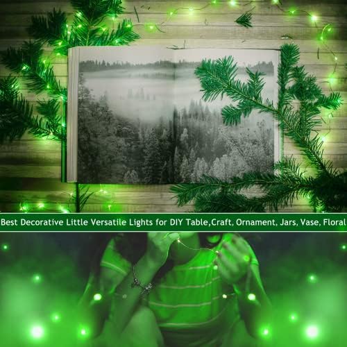 SmilingTown 15 Packs 20 Led Green Fairy Lights Battery Operated St Patricks Day Lights 6.6ft Silver String Lights Waterproof Firefly Starry Light for DIY Table Centerpieces Halloween Christmas Party - Image 4