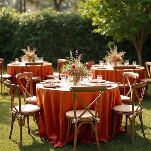 Fitable 6 Pack Rust Tablecloths 120 Inch Round for 48"-96" Tables - Image 4