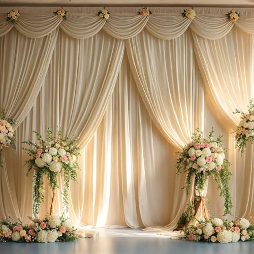 10ft x 8ft Wrinkle Free Champagne Backdrop Curtains for Parties, Thick Fabric Photo Backdrop Drapes for Weddings Photography Birthday Party Backgrpund Decor - Image 5