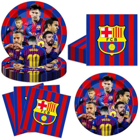 FC Soccer Party Supplies 40pck include 20 plates, 20 napkins for Barcelonas the birthday party decoration (White-19) by ShrooFit