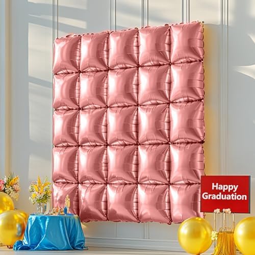 NISOCY 25PCS Rose Gold Square Foil Balloons Wall Backdrop - Image 6