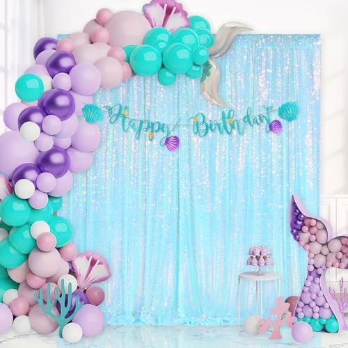 Blue Iridescent Sequin Backdrop 8ft x 8ft Glitter Photo Booth Backdrop - Image 7
