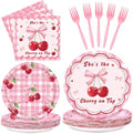 REDWORD Cherry Birthday Decorations, 96Pcs She's The Cherry On Top Party Plates Napkin for Cherr y Theme Girl Birthday Baby Shower Party Decorations-Serves 24 by Unknown