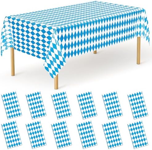 12 Pack Oktoberfest Tablecloths Bulk 54 x 108 Inch Plastic Bavarian Style by QZYL