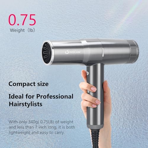 Hair Dryer with Diffuser, IG INGLAM 1875W Professional Ionic Blow Dryer, 110, 000 RPM High-Speed Brushless Motor, Auto-Clean, 3 Heat Settings & 3 Speed & Cool Shot Button Settings for Easy Home/Travel - Image 5