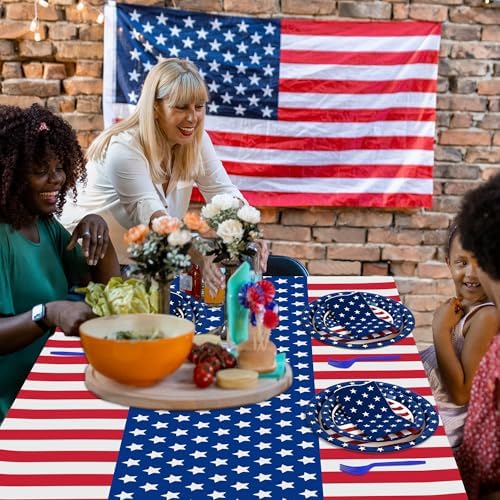 122 PCS American Flag Paper Plates and Napkins, Patriotic Party Tableware - Image 4
