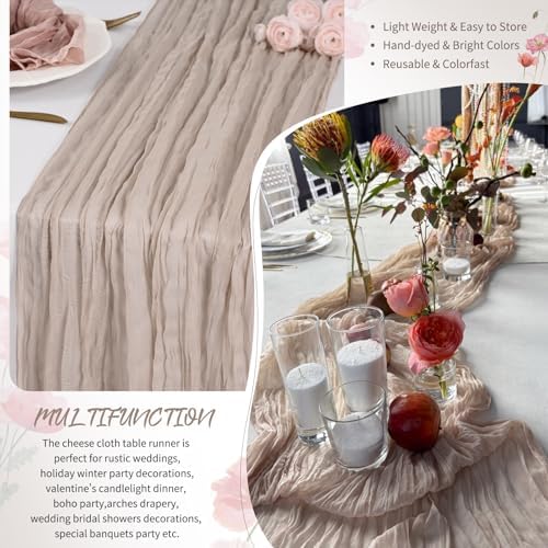 18 Pack Rosy Brown Cheesecloth Table Runner 17x108 Inches Boho Home Decor - Image 5