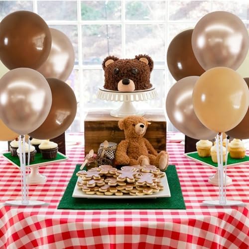 TONIFUL 4 Brown Champagne Gold Balloon Stand Balloon Centerpiece for Table - Image 6