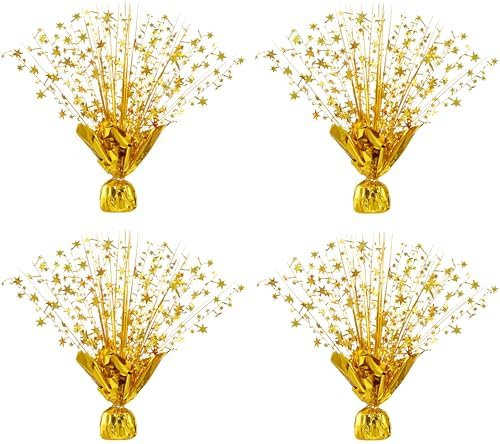 4 Pack Metallic Foil Spray Centerpiece Stars for Wedding, Birthday, Anniversary, Christmas Table Decor, Holiday Festival Baby Shower Graduation Mantle Party Decorations (Gold) by Unknown