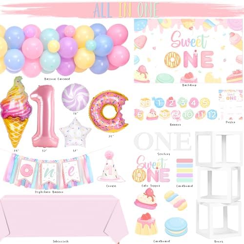 Kriyokiaa Sweet One 1st Birthday Decorations for Girl, 150 Pcs Kit - Image 2